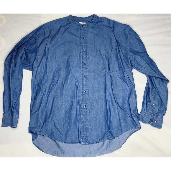 Field Gear Other - VTG Field Gear Mens XL‎ Band Collar Denim Shirt Long Sleeve Button Up  Western